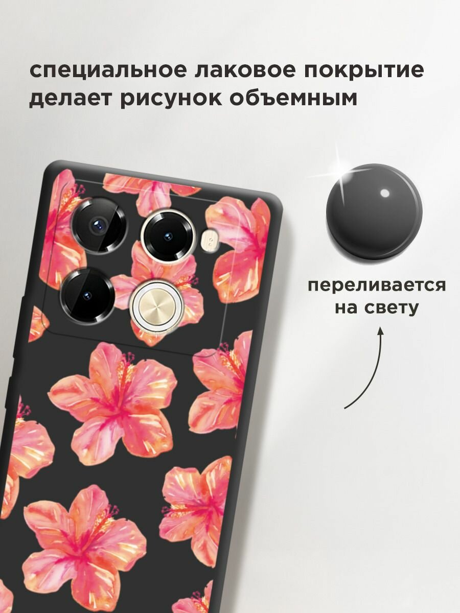 Чехол на Infinix Note 40 Pro 4G/Note 40 Pro Plus / Инфиникс Нот 40 Про 4G/Нот 40 Про Плюс с принтом "Pink flowers 2" — фото 1