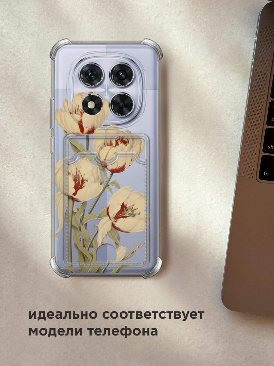 Чехол на Poco X7/Xiaomi Redmi Note 14 Pro 5G (Поко X7) с картой и принтом "Бежевые бутоны" — фото 1