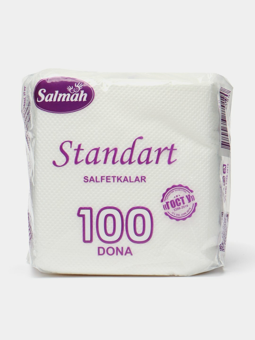 Салфетки бумажные Standart, сервировочные, 2 слоя, 21x21см, 100шт