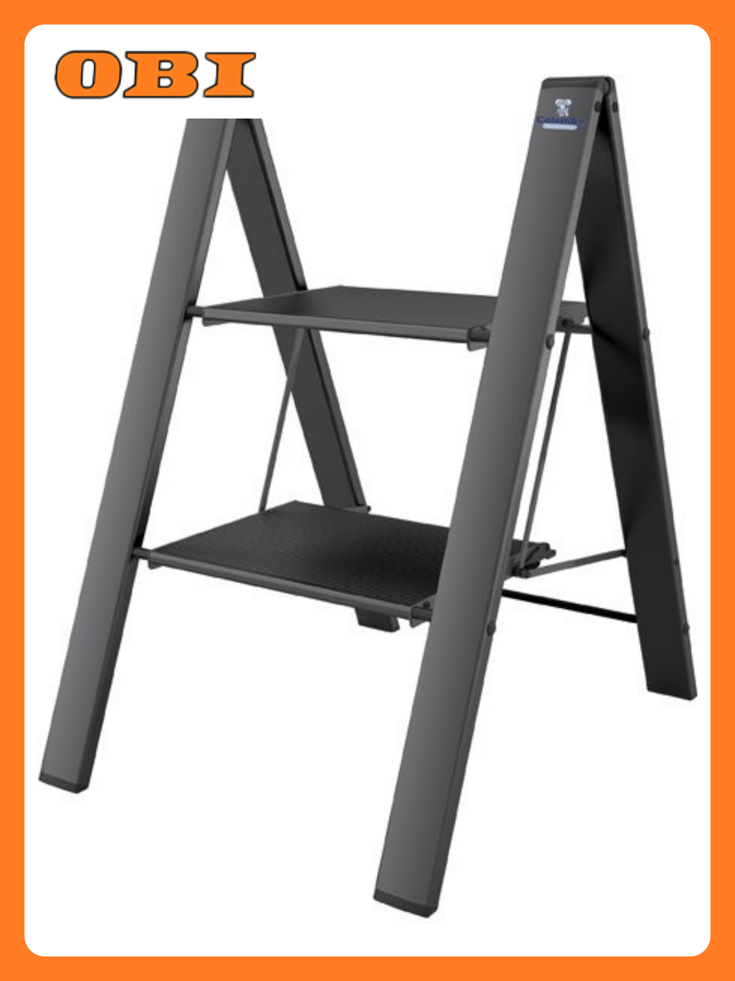 Стремянка алюминиевая 2 ступени Colombo до 150 кг 79x50x45 см чёрный