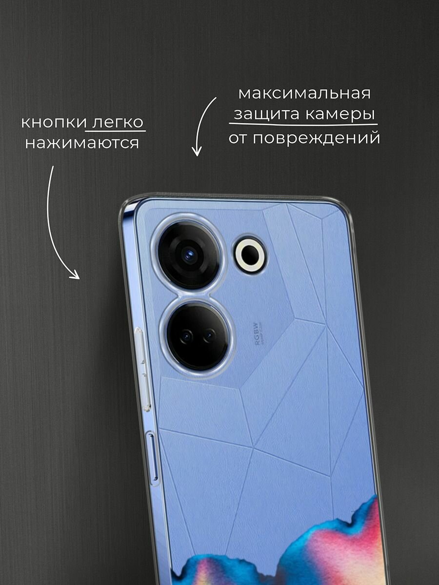 Чехол на Tecno Camon 20/20 Pro 4G / Текно Камон 20/20 Pro 4G с принтом Акварельное сочетание, прозрачный — фото 1