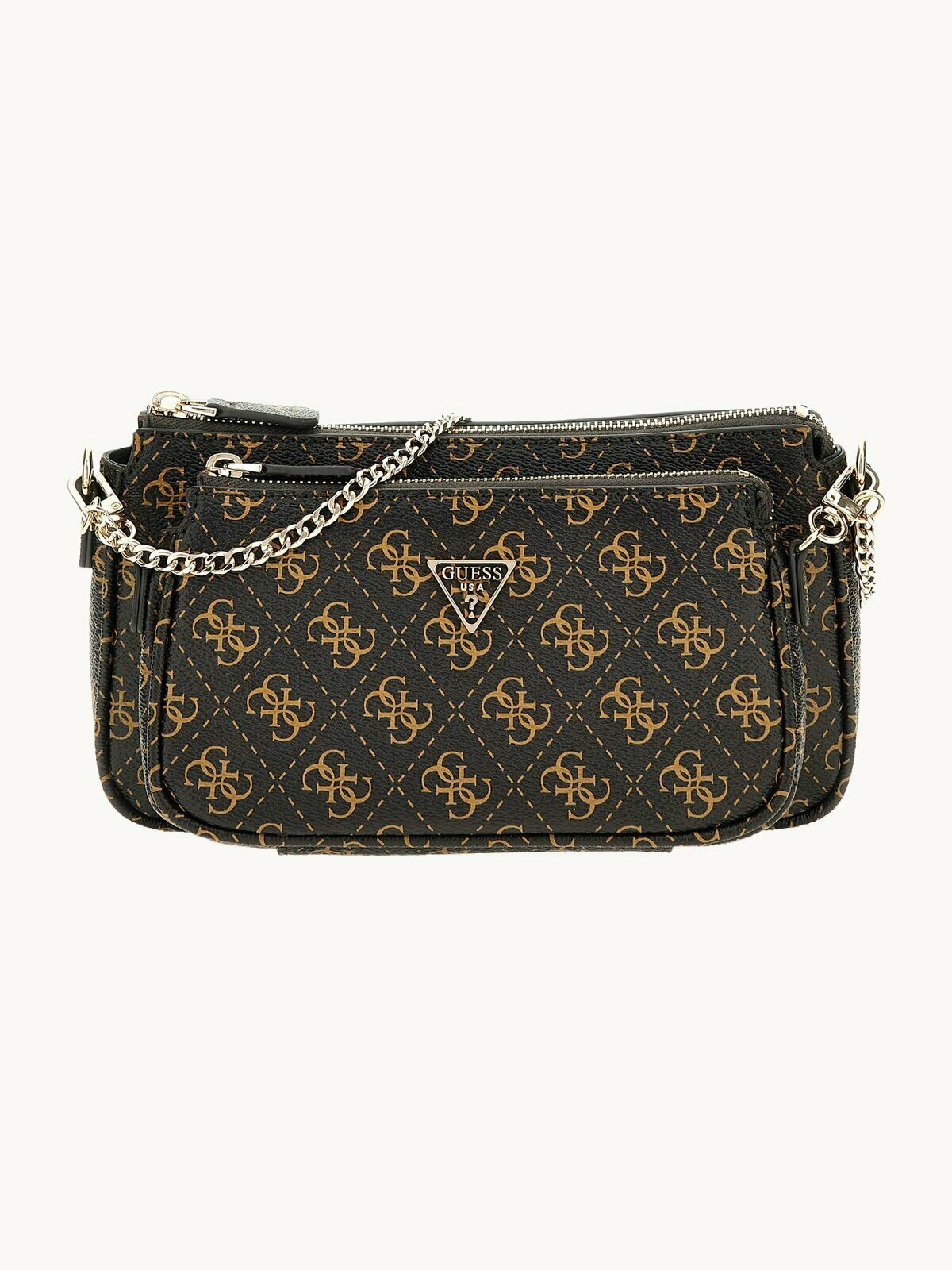 Сумка багет GUESS, фактура зернистая, коричневый