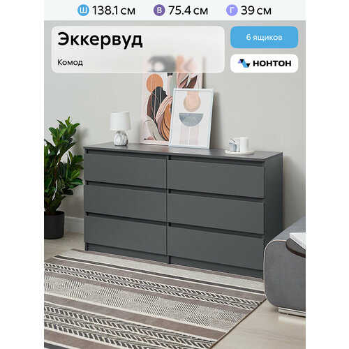 фото Комод для одежды нонтон эккервуд 2, графит серый, 138.1x39x75.4 см