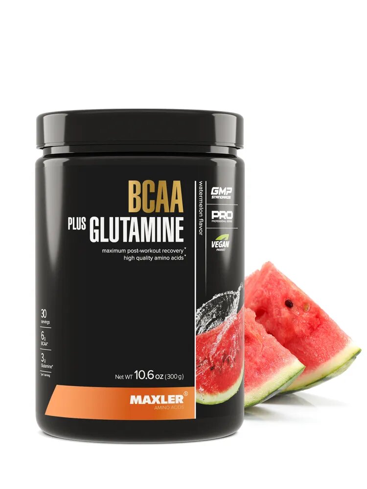 Аминокислотный комплекс Maxler BCAA+Glutamine, арбузный вкус, порошок, 300 г