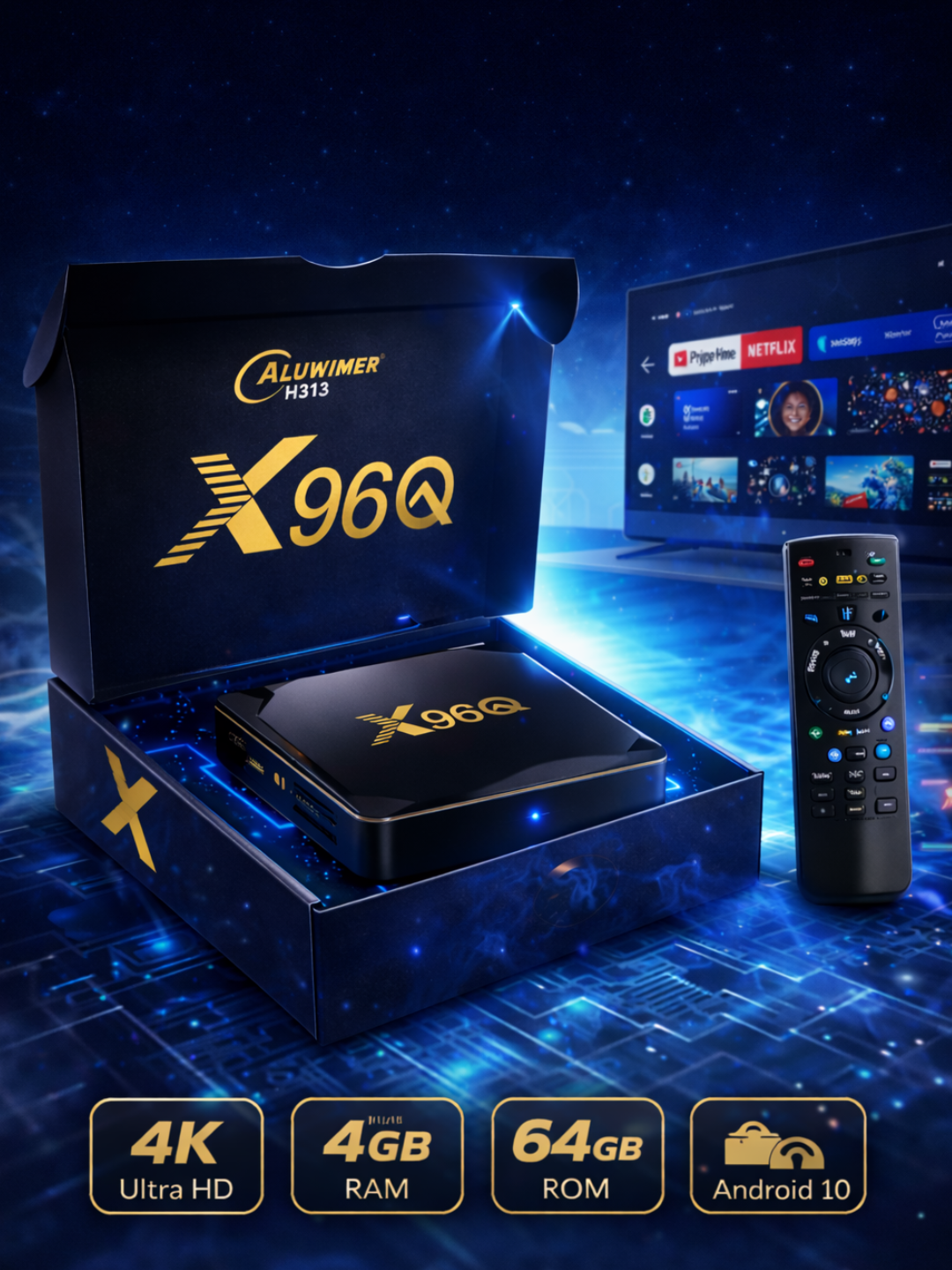 Смарт ТВ-приставка X96Q, Android 10, RAM 4GB, ROM 64GB, 4K UHD, Wi-F — фото 1