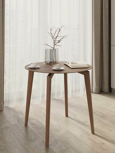 Изображение товара Стол круглый обеденный кухонный деревянный, 80 см, орех, маленький