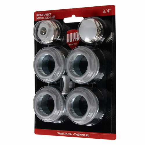 фото Комплект монтажный royal thermo, сталь, настенный, 1x3/4", серебристый прогреем