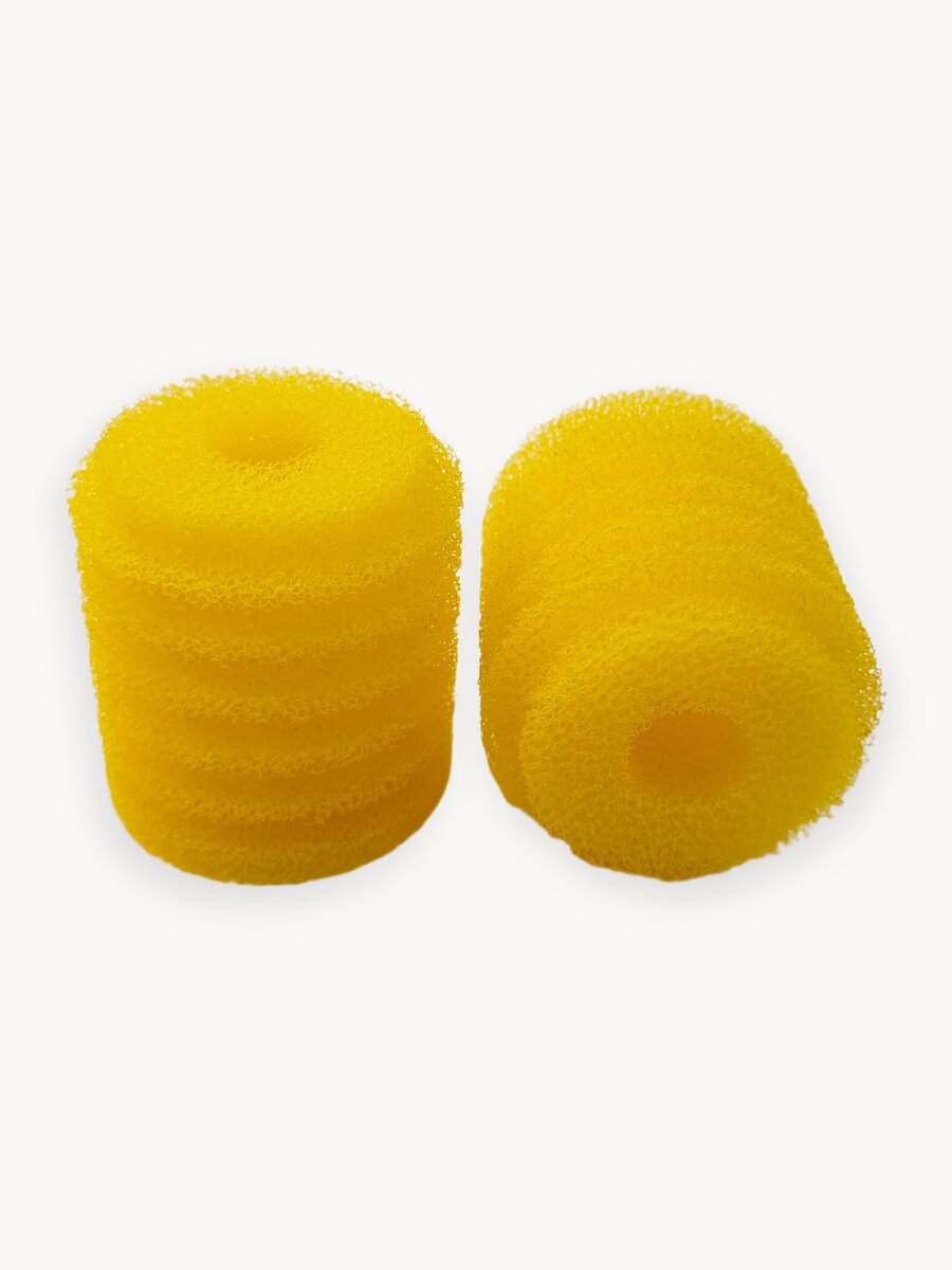 Крупнопористая круглая губка 70 х 65мм, 2шт. картридж для аквариумного фильтра BARBUS, SOBO и др. желтая. Без сердцевины