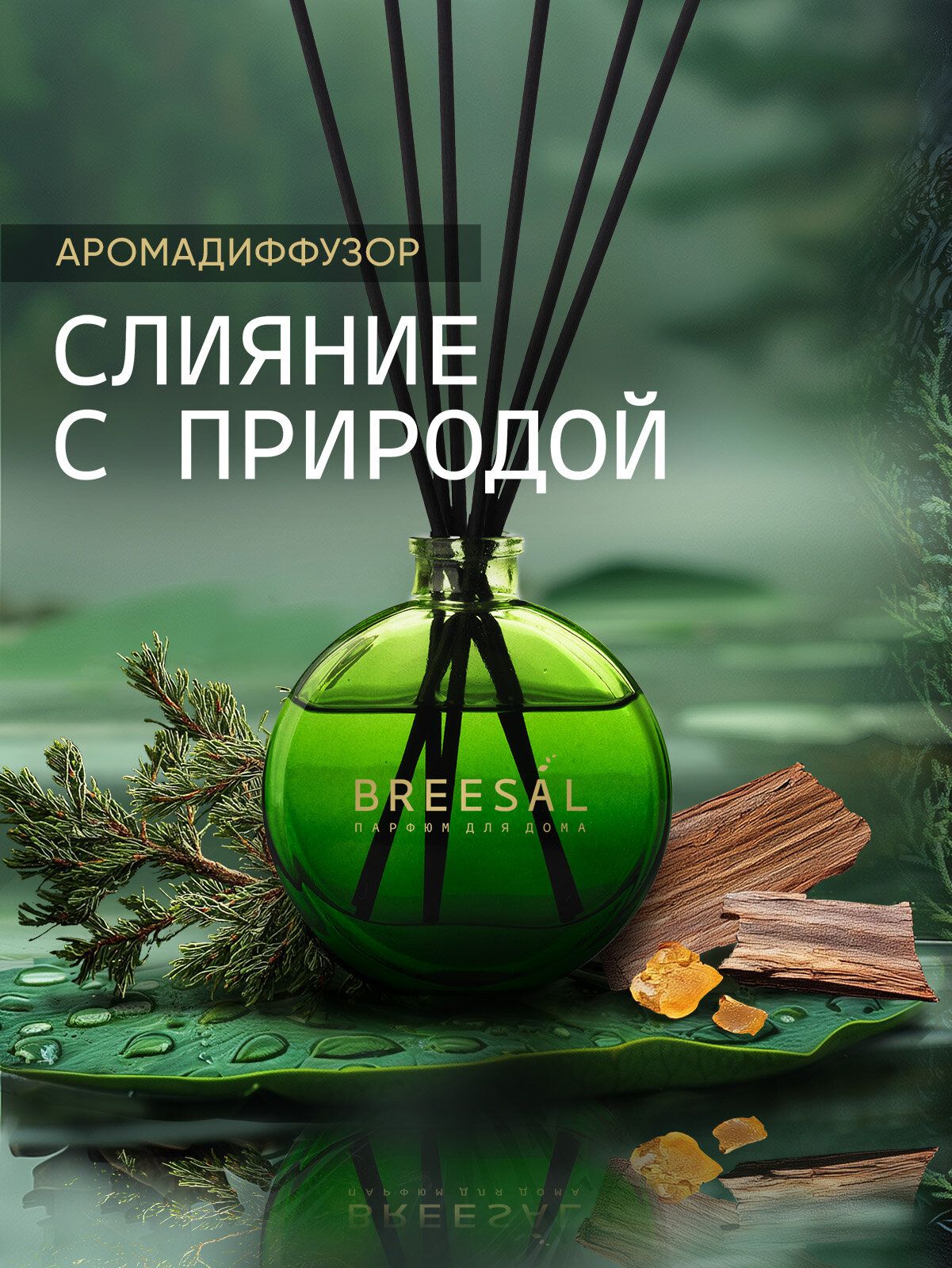 Диффузор для дома с палочками Breesal Arome Sticks Ароматизатор для дома, Слияние с природой 70 мл