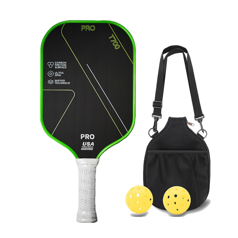 Ракетка Pickleball Paddie16, ткань с рисунком, углеродное волокно, индивидуальный зеленый костюм