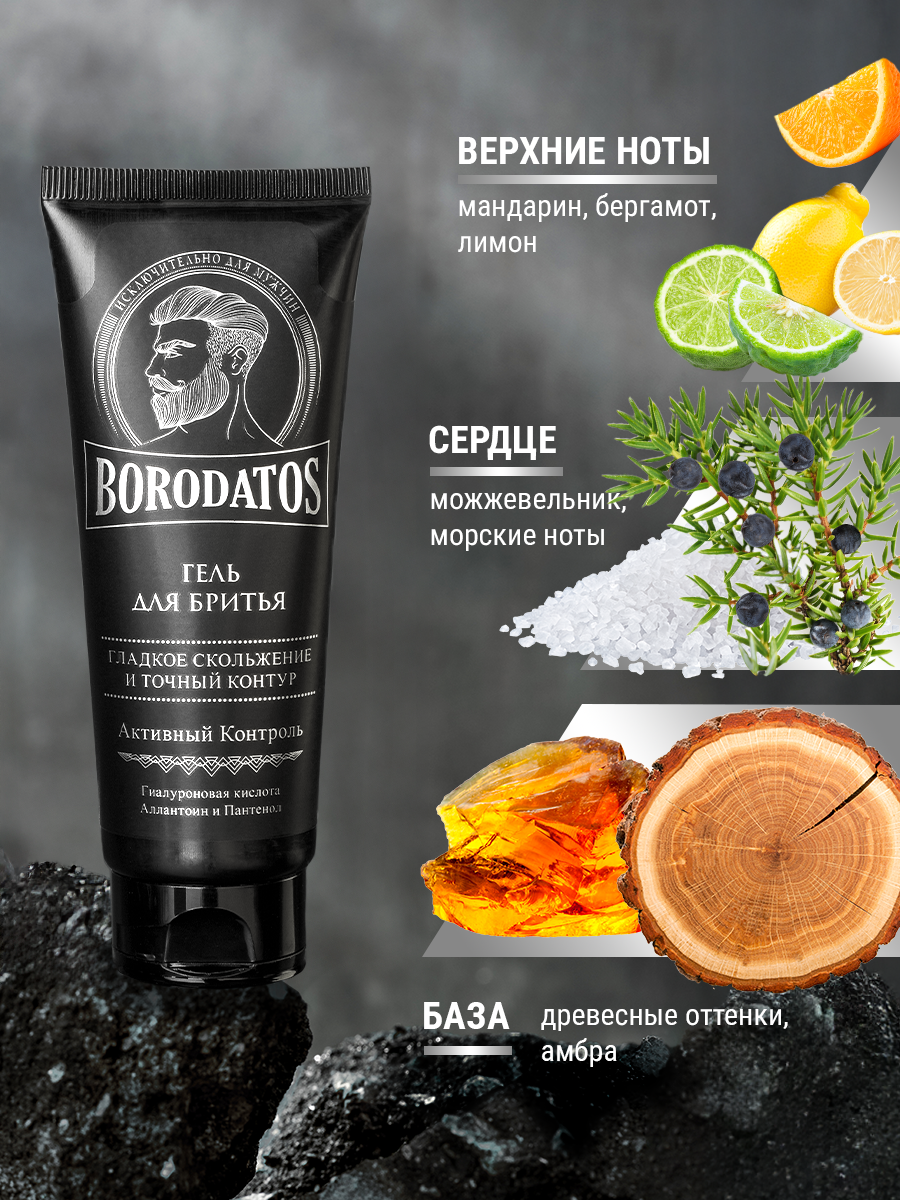Кремы Для Бритья Borodatos Гель для бритья "Активный Контроль", для всех типов кожи, 75 мл