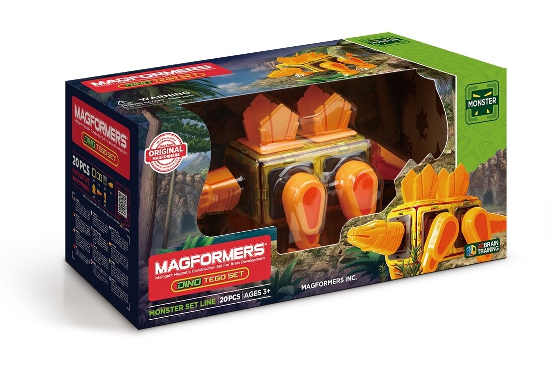 Magformers Магнитный конструктор Dino Tego Set Динозавр 20 элементов