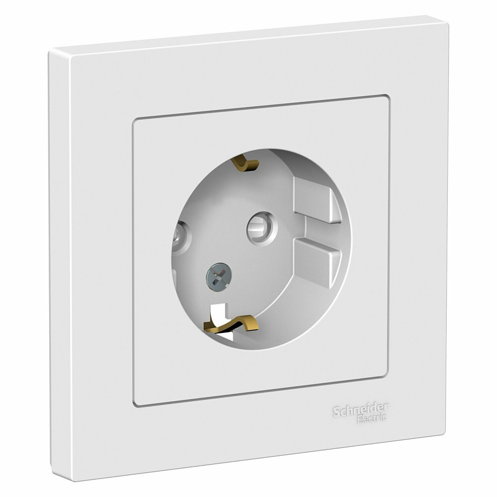 AtlasDesign Бел Розетка с заземлением со шторками, 16А, в сборе, Systeme Electric, ATN000144