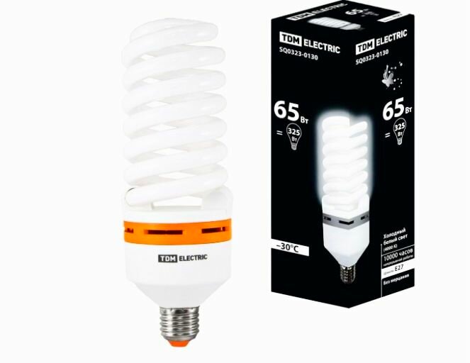 TDM Electric Лампочка E27 65w(освещает 325w) 4000k 220v SQ0323-0130