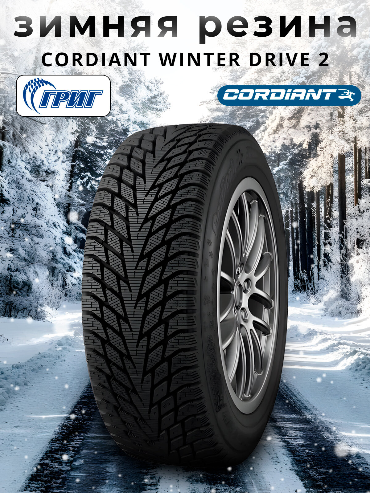 Зимние шины Cordiant Winter Drive 2 225/55 R17 101 T — фото 1