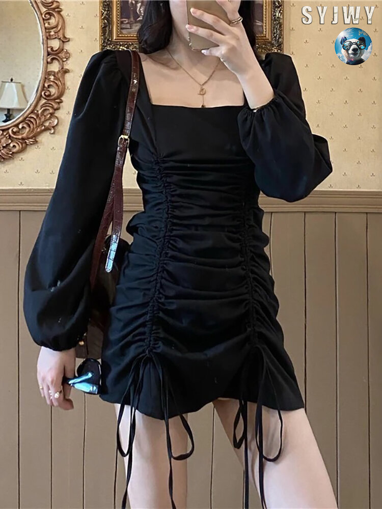 Платье узкого кроя на бедрах в стиле ретро с французским принтом