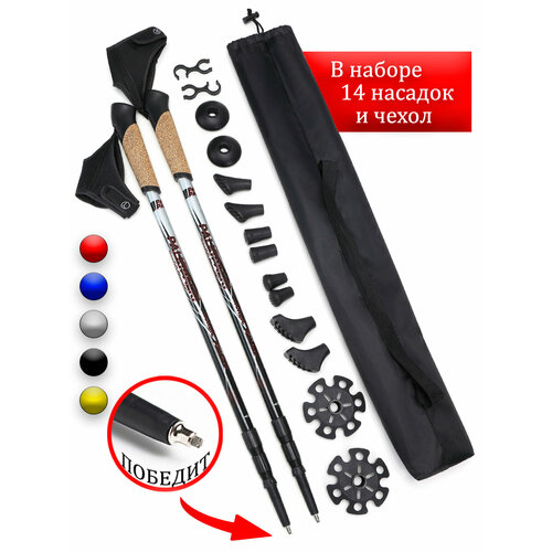 Палки для скандинавской ходьбы PALKIPALKI manGO Classic набор с аксессуарами и чехлом, черные