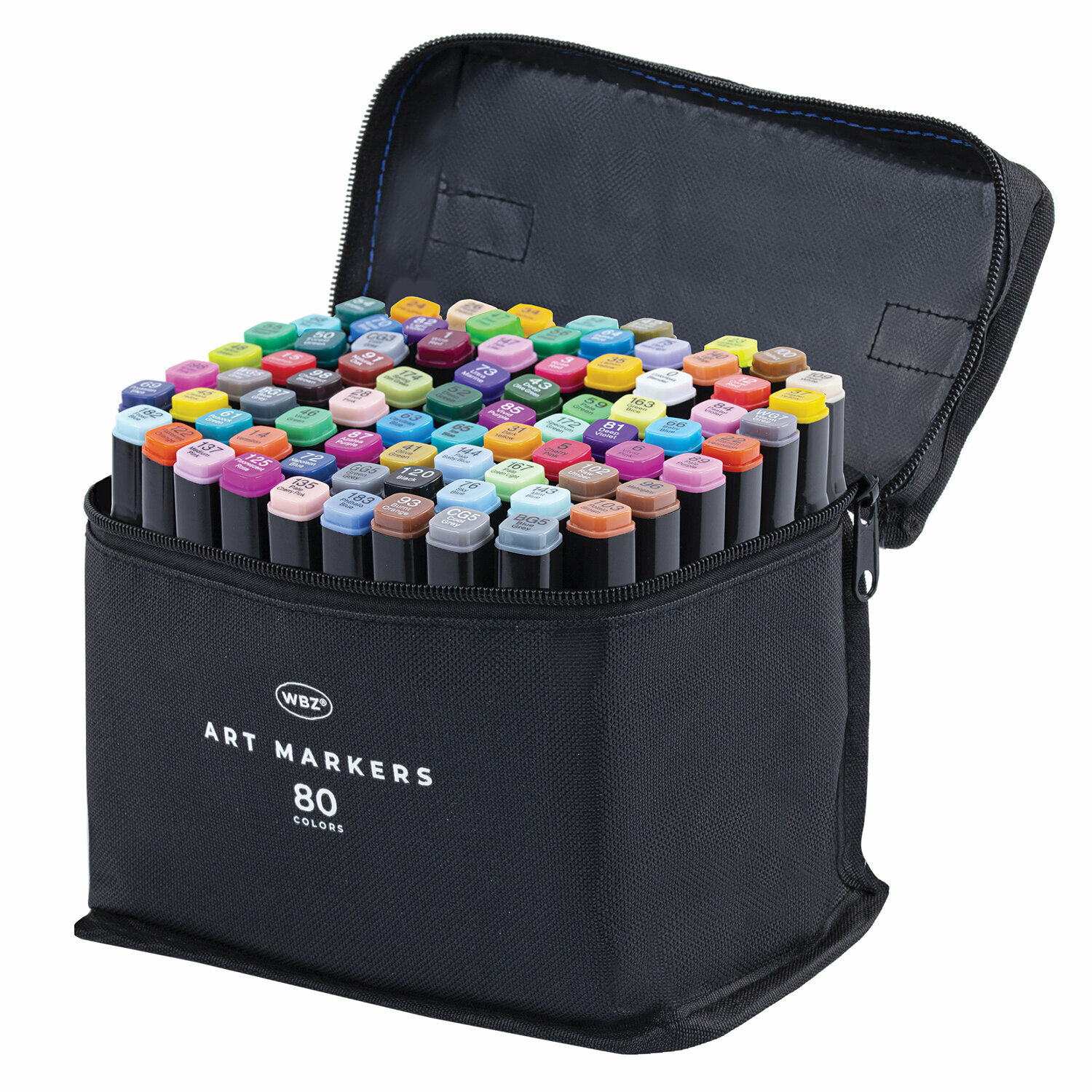 Маркеры для скетчинга двусторонние, набор 80 шт, текстильный чехол, WBZ, 152575