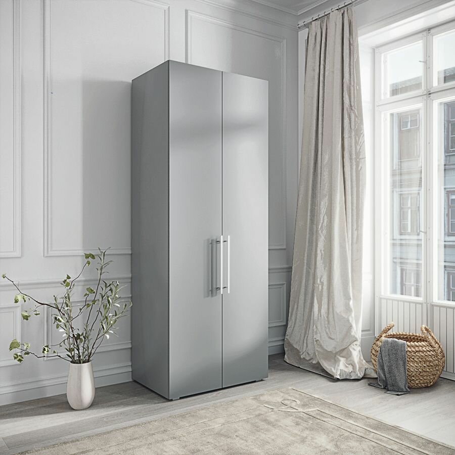 Шкаф для одежды Casa Mia 60x55x220 см. двухстворчатый распашной цвет Серый Манхеттен 540 РЕ Ручка Boyard мебельная рейлинг 320мм нержавеющая сталь