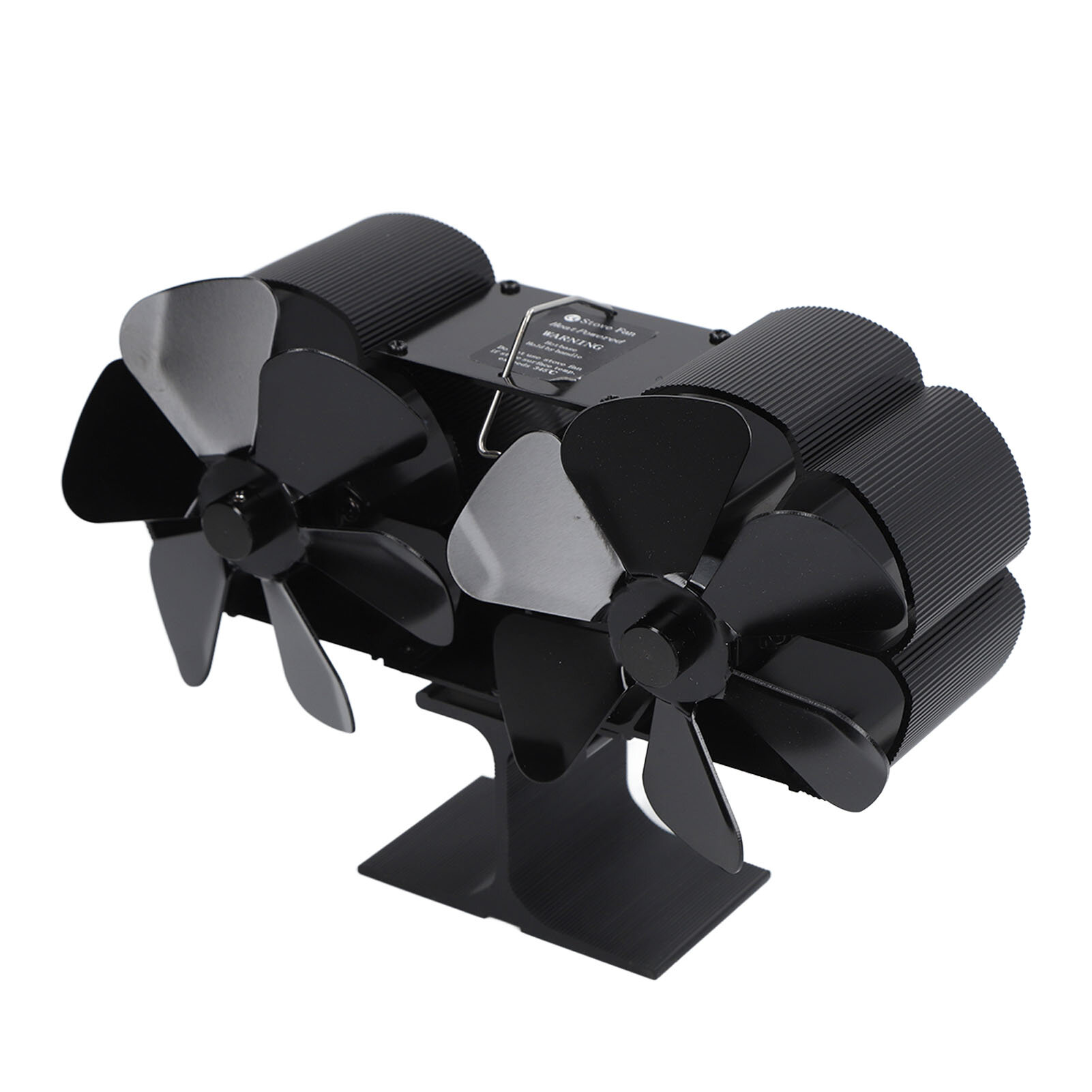 6-лопастной тепловой вентилятор для печи с двойной головкой, вентилятор для камина, домашний неэлектрический вентилятор, черный