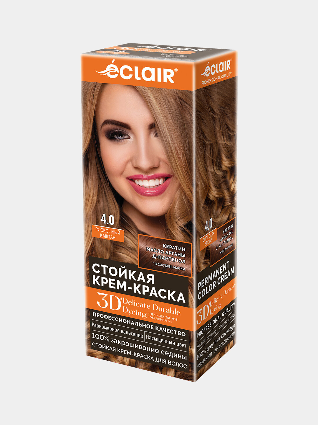 Крем-краска Eclair Роскошный Каштан, стойкая, с аргановым маслом, 100мл