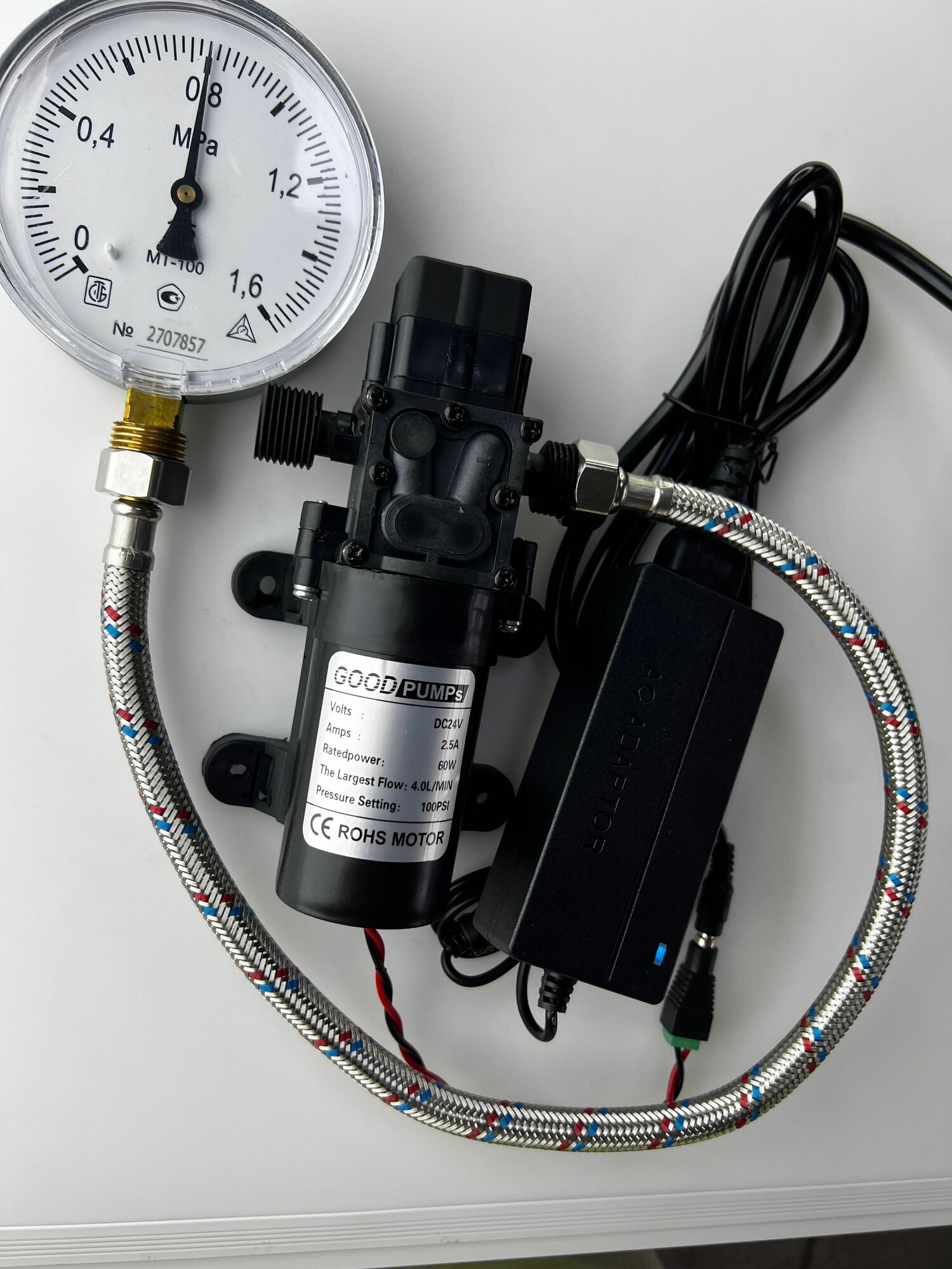 Мембранный водяной насос высокого давления с автоматическим отключением 4 л / мин блок питания в комплекте