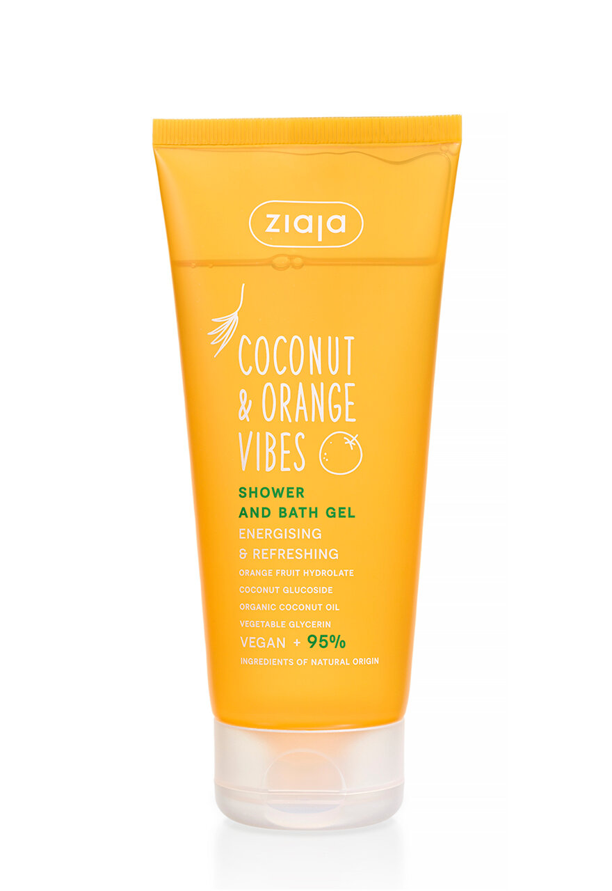 Гель для душа Ziaja Coconut & Orange Vibes, для ванны и душа, растительный глицерин, 270мл