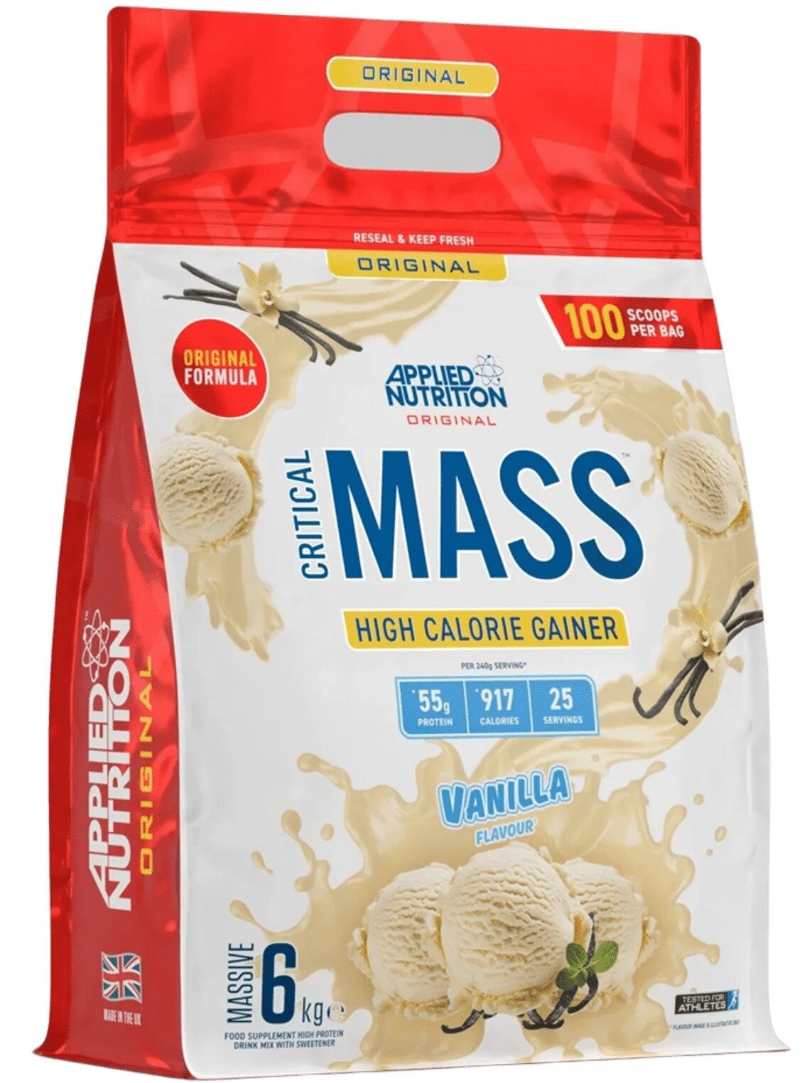 Гейнер Applied Nutrition CRITICAL MASS (Original Formula) 6000 г, Ваниль