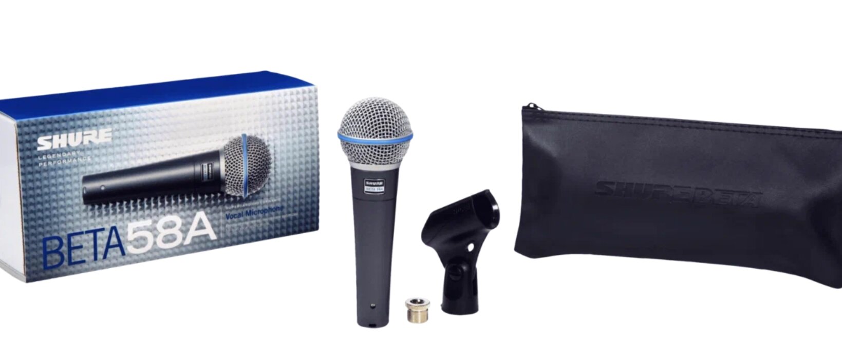 Микрофон проводной Shure Beta 58A динамический суперкардиоидный вокальный микрофон с кабелем — фото 1