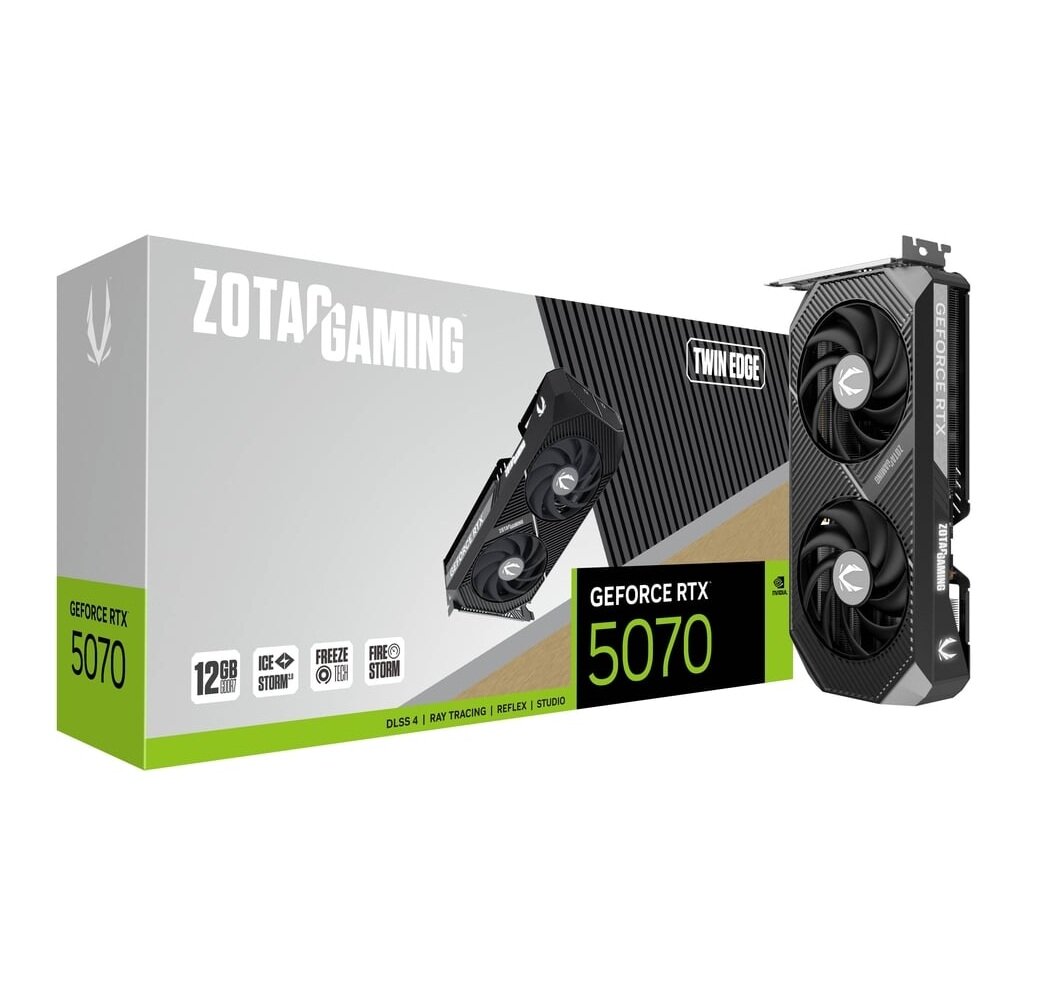 Видеокарта Zotac RTX5070 TWIN EDGE 12GB GDDR7 192bit 3xDP HDMI 2FAN PREMIUM PACK