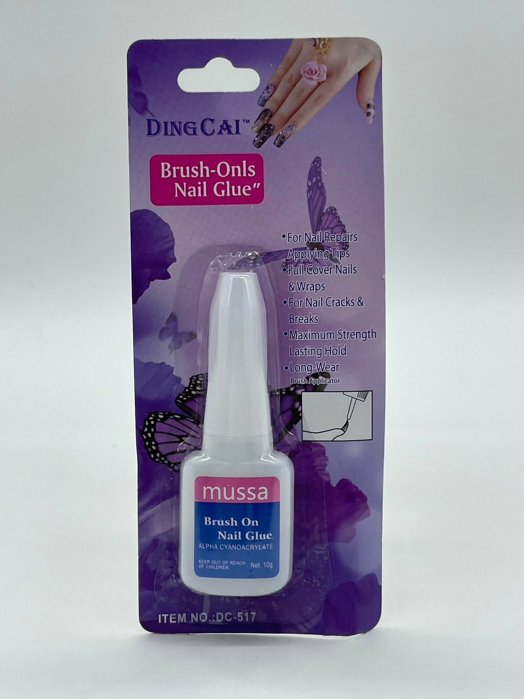 Клей для накладных ногтей, страз, прозрачный Brush-on nail glue