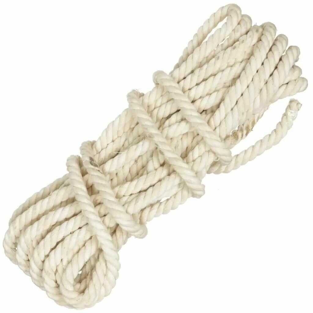 Веревка хозяйственная КНР диаметр 12 мм, хлопок, 11 м, рельефная фактура