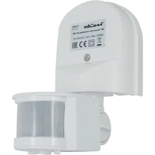 Датчик движения накладной радиус действия 6 метров 180 градусов 1100 Вт цвет белый IP44