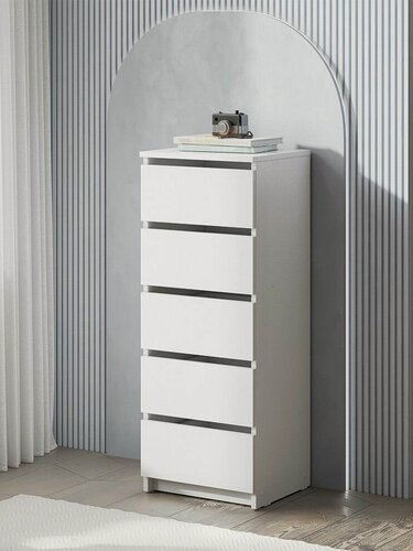 Изображение товара ARNIKA Комод с ящиками высокий "Скай", 40х35х103см, Дуб Золотой/Белый