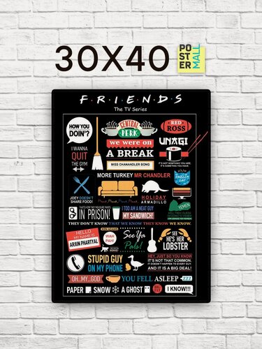 Изображение товара Постер для интерьера на стену (30х40 см) Сериал Друзья (Friends) Цитаты