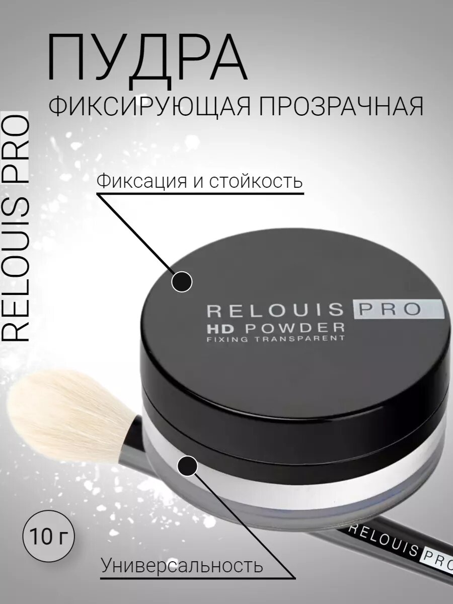 Пудра RELOUIS "PRO HD Powder", для фиксации, прозрачная, для всех типов кожи — фото 1