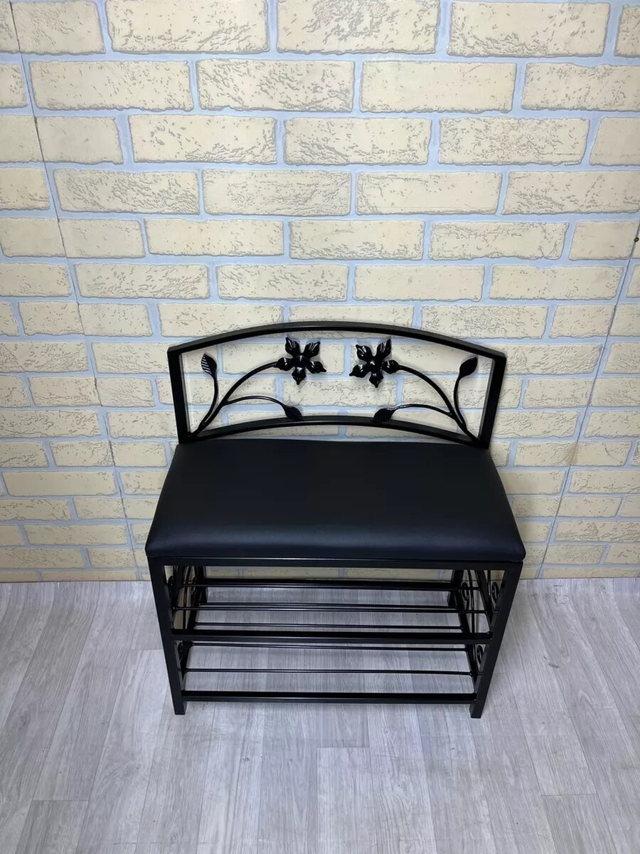 Кованая банкетка №04, Студия кованой мебели Нива, цвет черный — фото 1