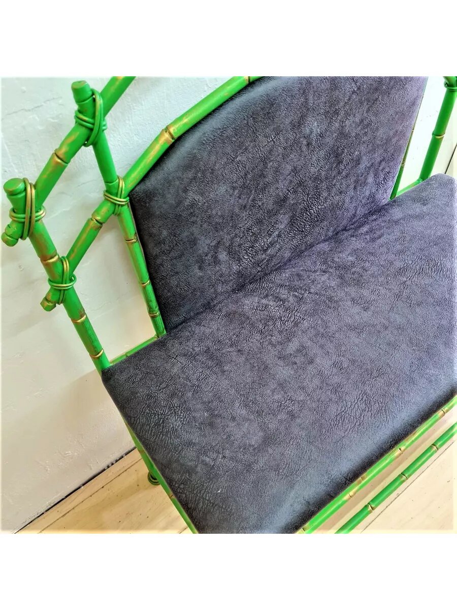 Кованая банкетка, Студия кованой мебели Нива, иск. кожа, цвет зеленый — фото 1