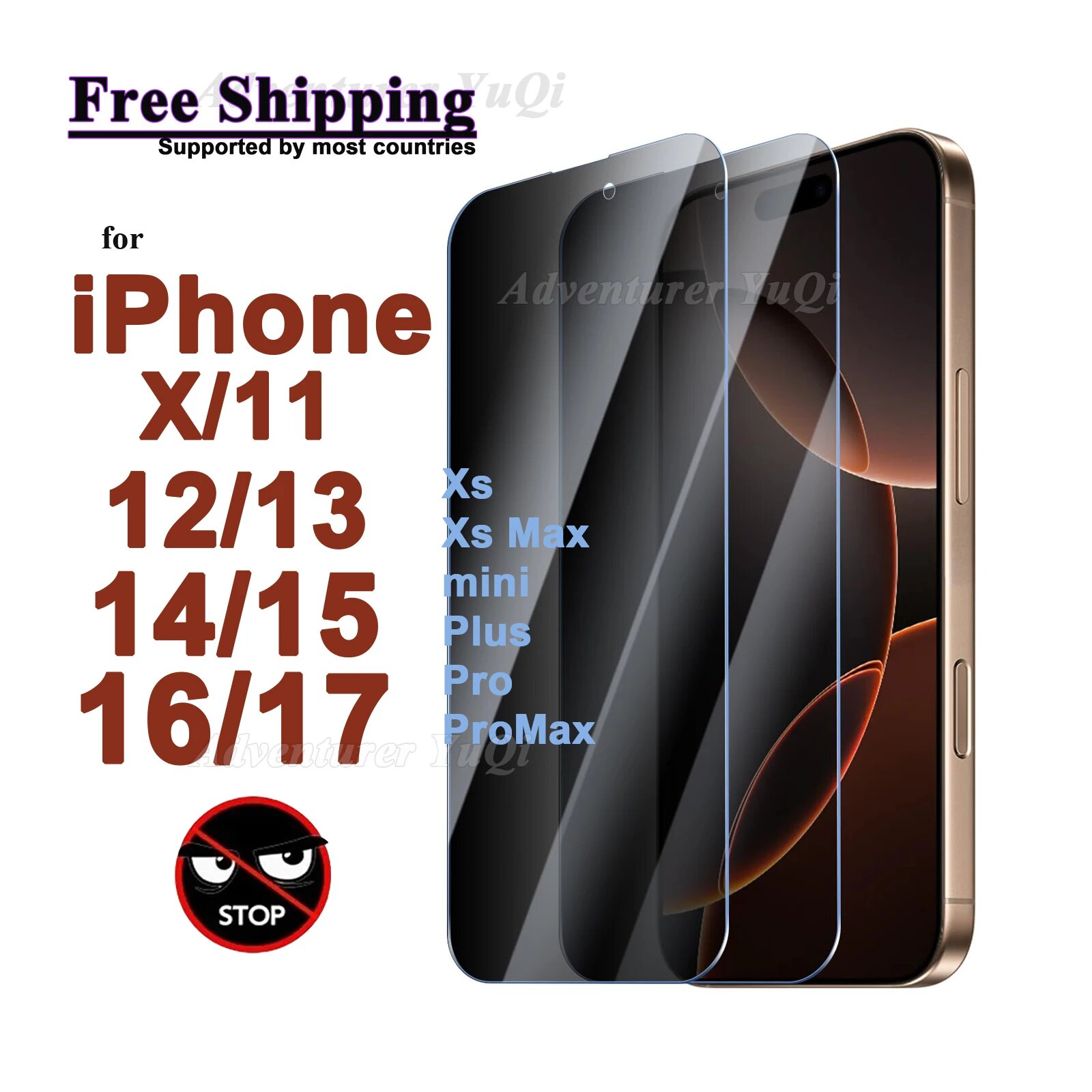 Антишпионская пленка для iPhone X, 9H, Privacy Peep, 2 шт.