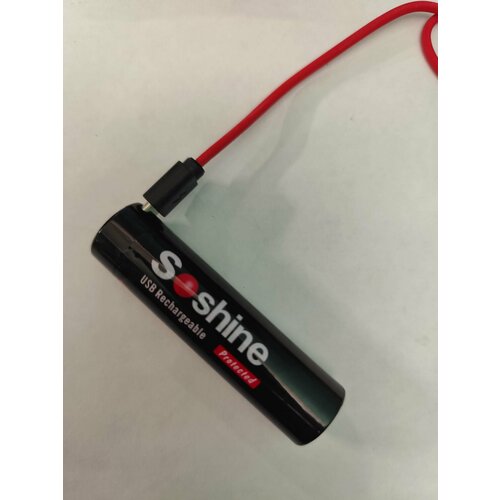 Soshine Аккумуляторная батарейка тип 18650 3.7 V, 9.62 Wh, 2600 mAh, 1 шт. с зарядным гнездом Type-C от USB кабеля.