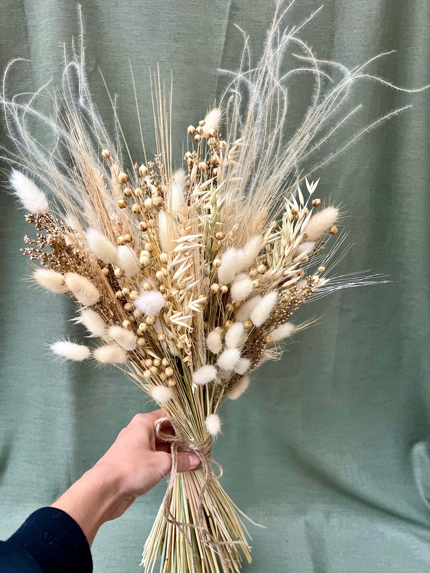 Букет интерьерный Цветок в Руке «Бохо» сухоцветы45 см  лагурус злаки