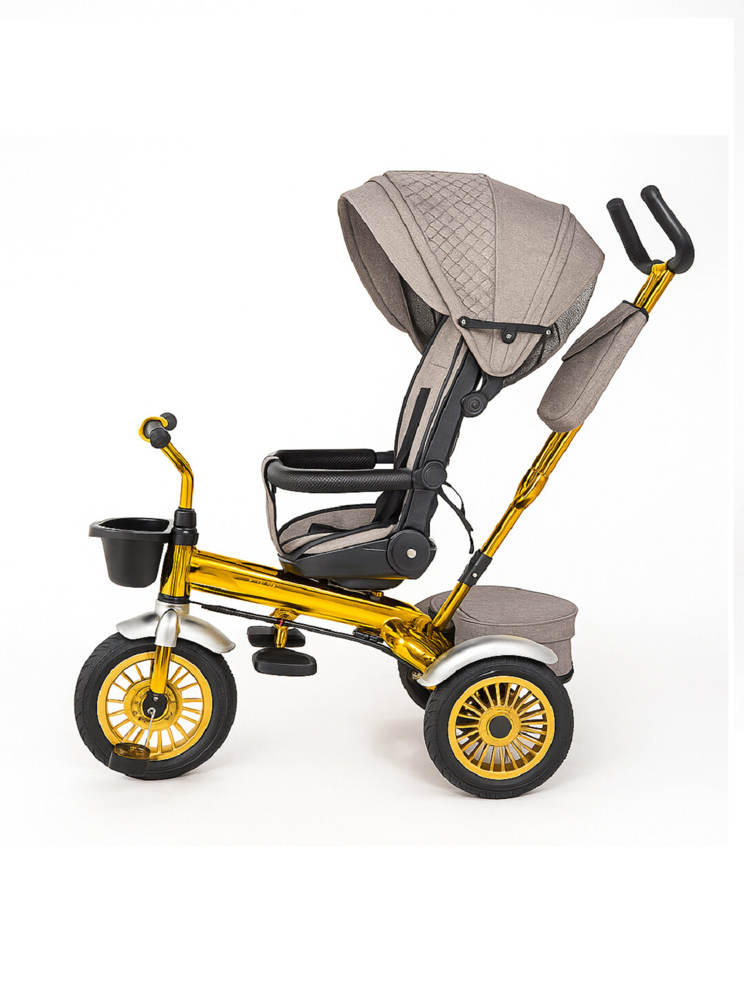 Велоколяска детская, трехколесный, со святящимися фарами, с корзиной