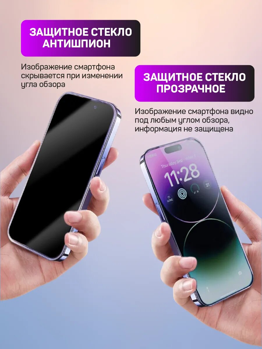 Защитное стекло антишпион для Samsung A35/A36/A53/Mi note12 Pro/Mi note 11 Pro/Mi note11 — фото 1