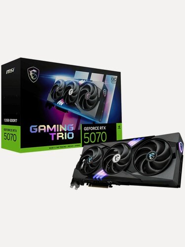 Изображение товара Видеокарта MSI GeForce RTX 5070 12G GAMING TRIO OC (G5070-12GTC), 12ГБ GDDR7, 192-bit, 28 Гбит/с, PCI-E 5.0, черная