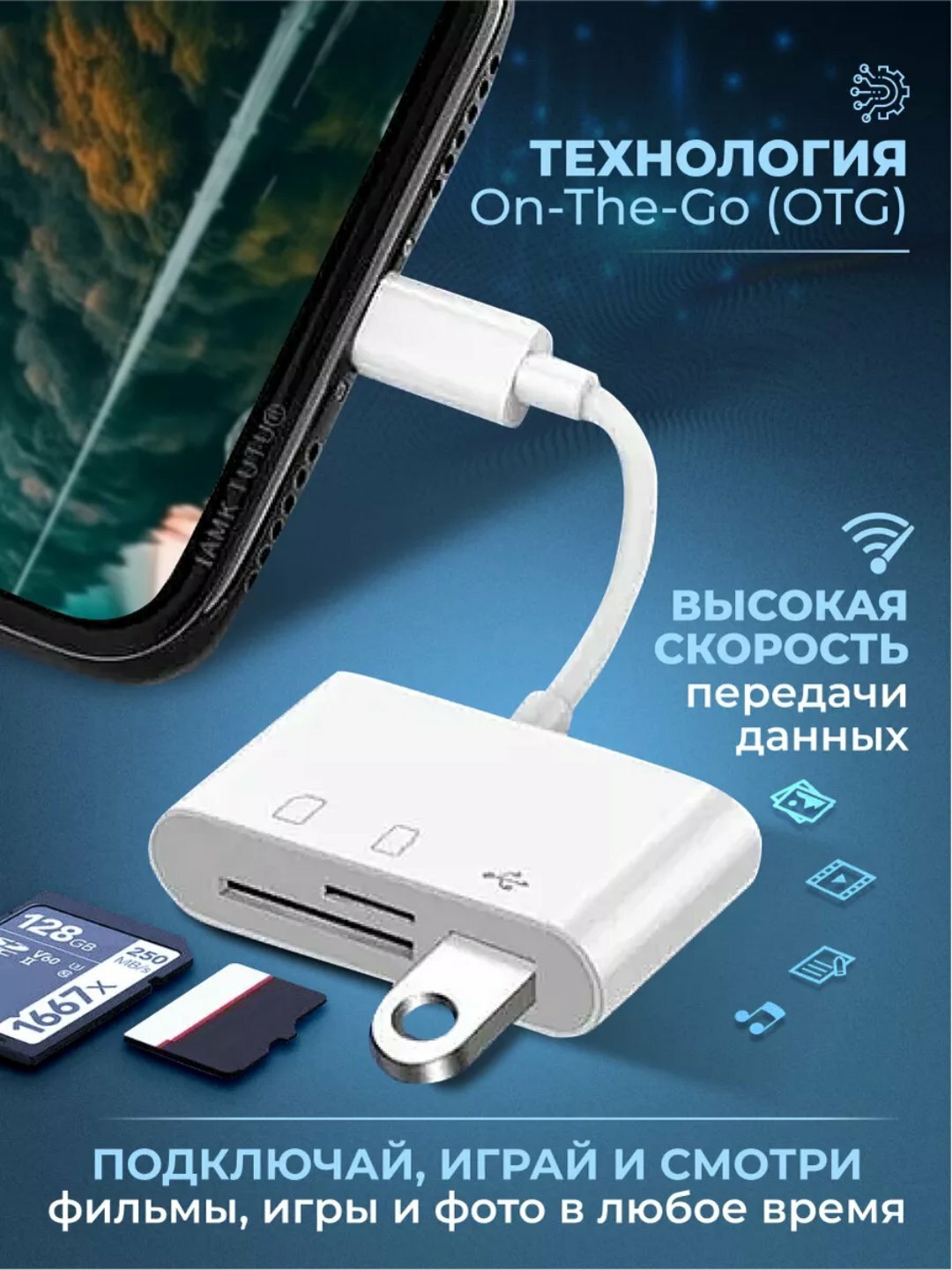 Кардридер для sd-карт, 4 в 1