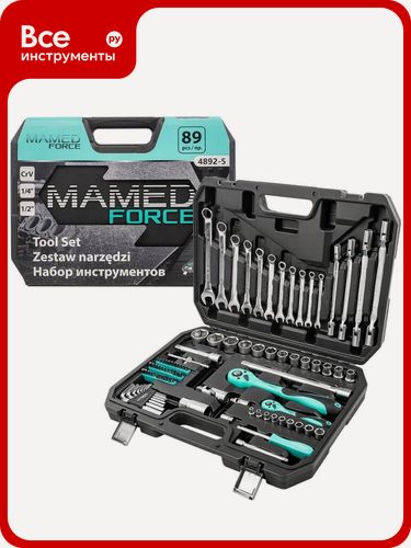 Изображение товара Набор инструментов profi 89пр. 1/4",1/2"(6гр)(4-32мм) MAMEDFORCE MF-4892-5(54638)