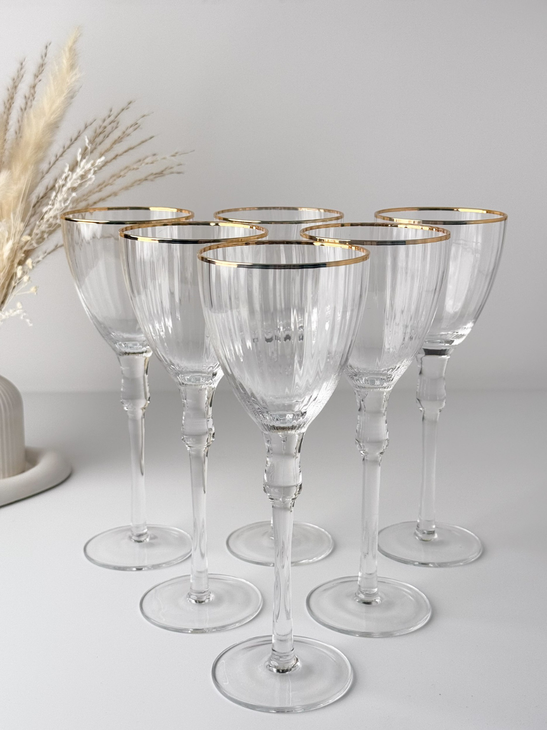 Бокал для белого вина с золотой окантовкой – изысканный выбор для праздничного стола, 6 шт