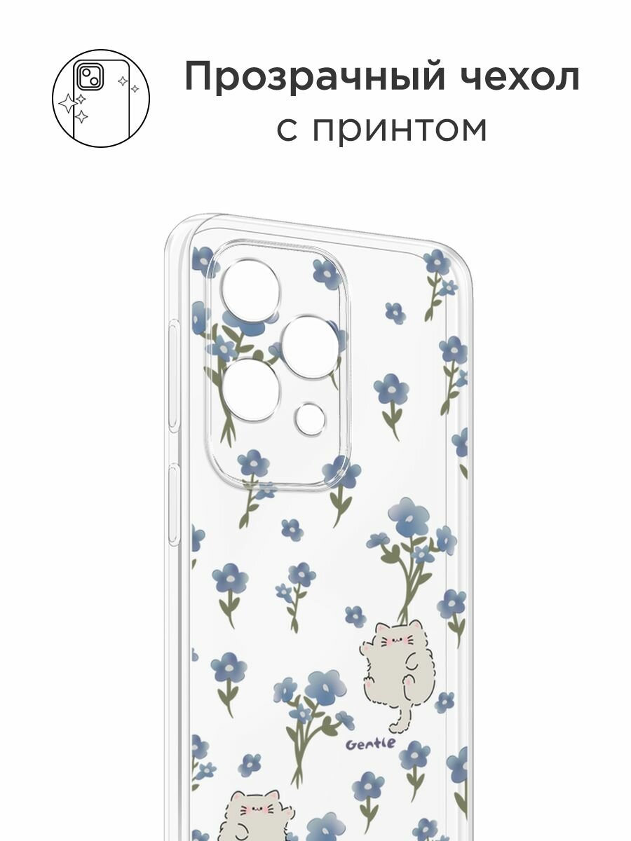 Чехол на Honor X8c / Хонор X8c с принтом "Gentle cats", прозрачный — фото 1