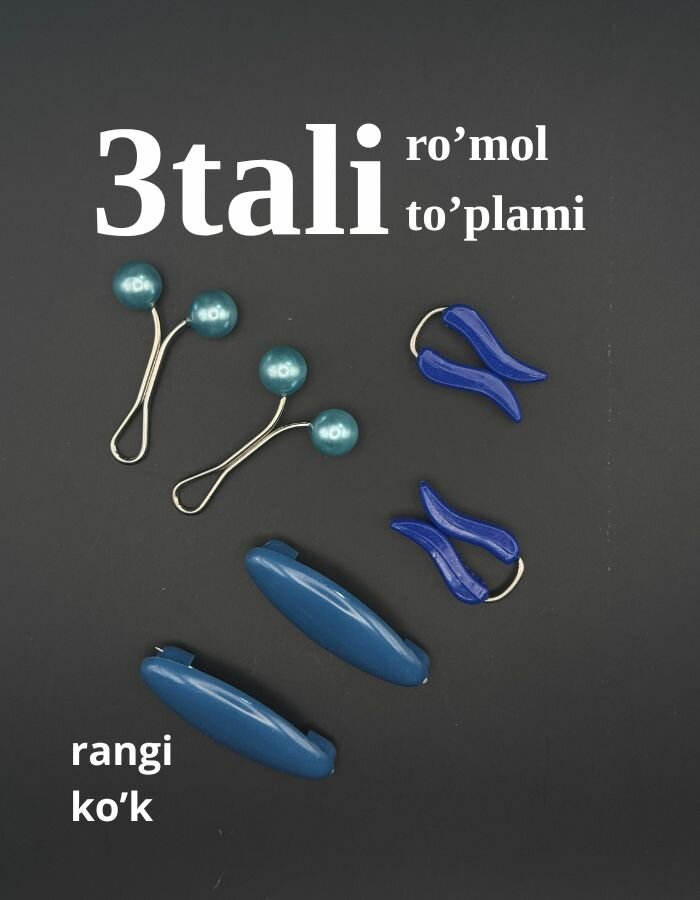 Набор заколок и булавок для платка/хиджаба/шарфа, цвет синий, 6 шт