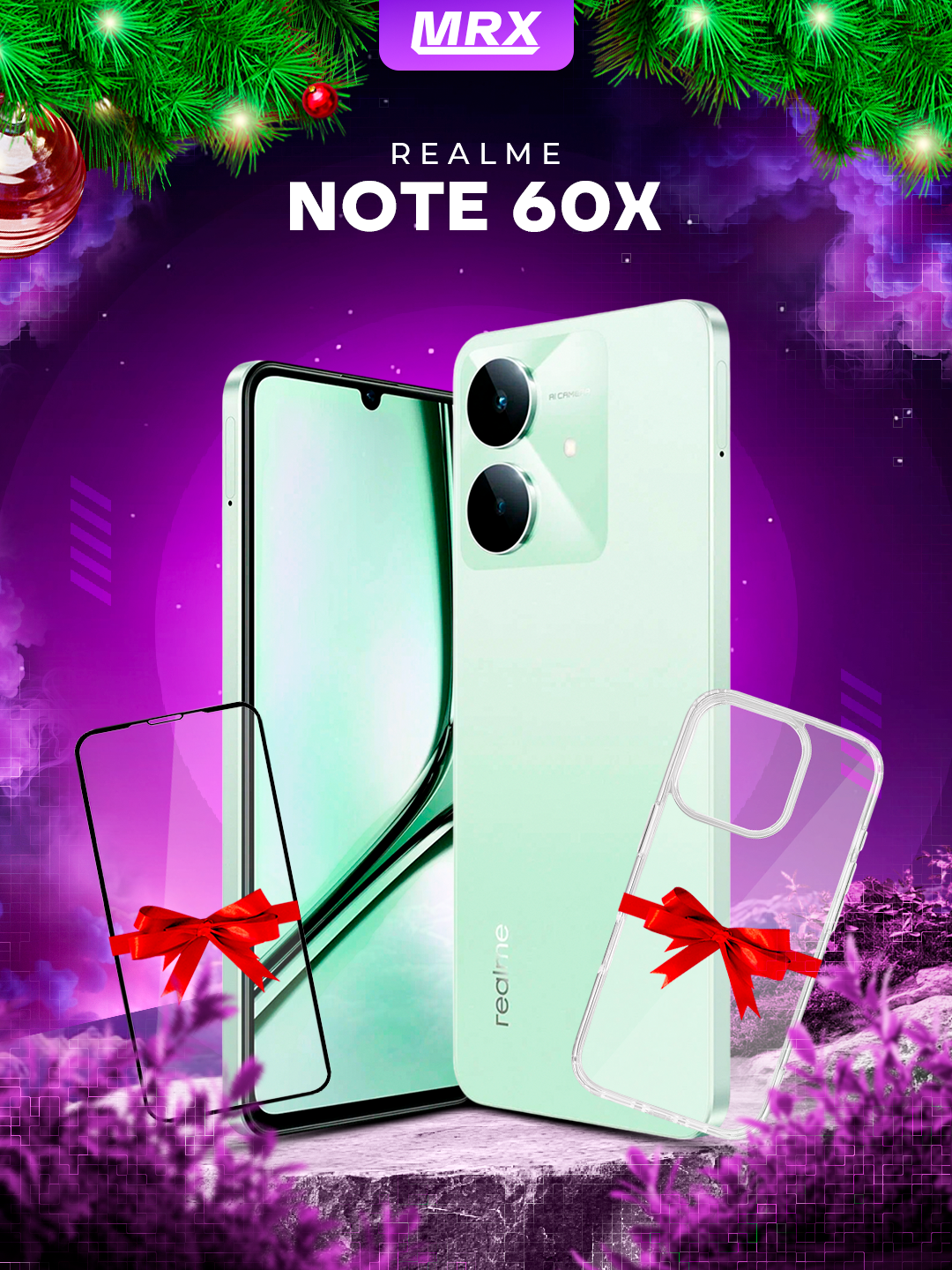 Смартфон Realme Note 60x 3/64 ГБ, зеленый, IPS 90 Hz дисплей, 5000 mAh, 10W,